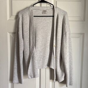 Danskin Light Gray Open Cardigan with Button Detail